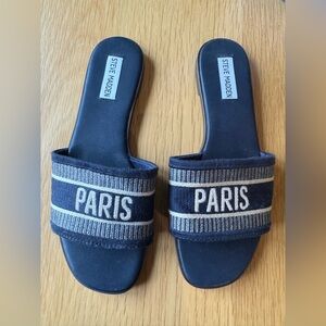 Steven Madden Paris Knox Navy Multi Slide Sandals